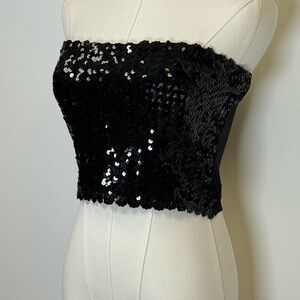 Vintage Y2K Victoria’s Secret Black Sparkle Sequin Tube Top Women’s Size Large